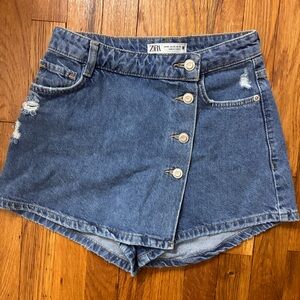 Zara Denim Classic Blue Buttoned Skort